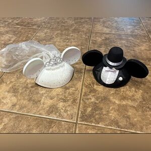Disneyland Disney World Fairytale Weddings Mickey Minnie Bride Groom Ears Hats